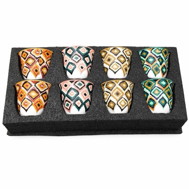 ست کادویی 8 عددی فنجان سرامیکی هندسی Boho برای چای قهوه
