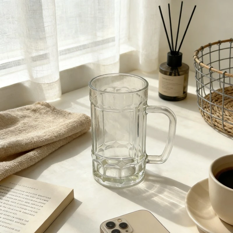 Traditional German Style Dimpled Glass Beer Mugs